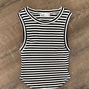 Elodie Black and White Striped Tank Top